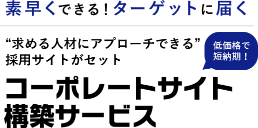 素早くできる！ターゲットに届く “求める人材にアプローチできる”採用サイトがセット コーポレートサイト構築サービス